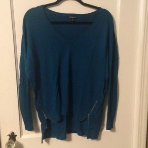 Express Sweater Double Zip Vent Blue Size XS